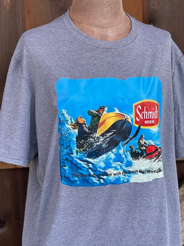 Schmidt Beer Snowmobile Tee- Charcoal Grey